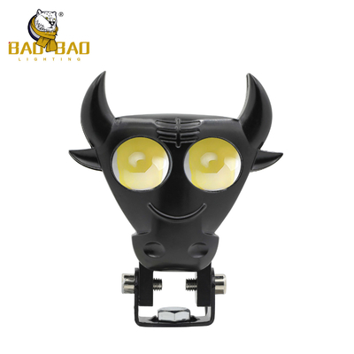 Black Bull Horn dessin animé blanc jaune projecteur de moto LED Lampes accessoires