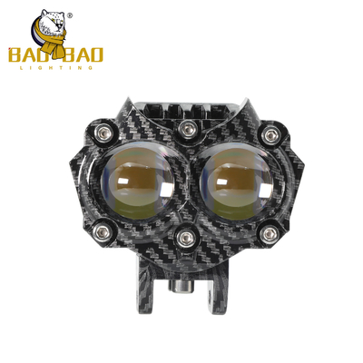 Casque en fibre de carbone Blanc Jaune Flash Aluminium LED Points lumineux de moto