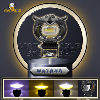 80V design de hibou blanc jaune anneau acrylique moto LED projecteurs