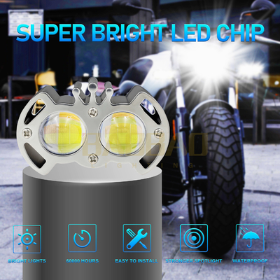 2 perles Blanc Jaune Faux Lumière de brouillard d'aluminium de moto