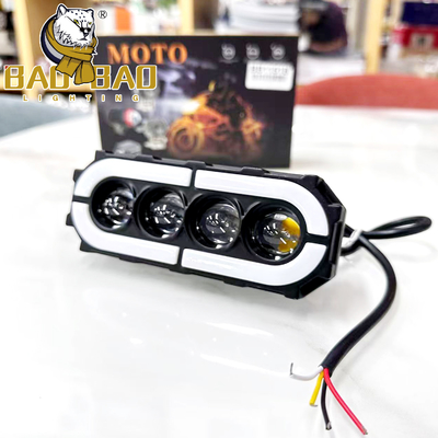 Lumière de brouillard à LED pour moto 4 lentilles Blanc jaune Aluminium